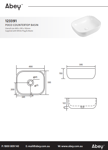 Abey Poco Countertop Basin NTH