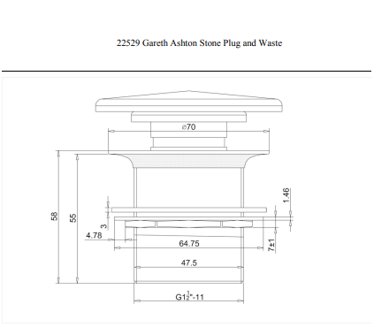 Abey ClearStone Matt Bath Plug and Waste