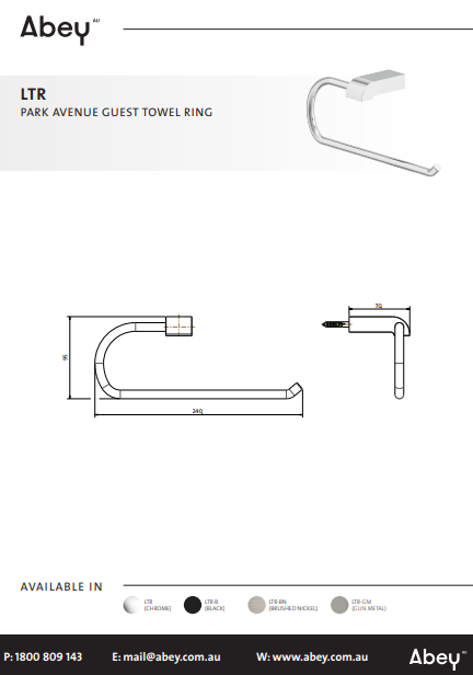 Abey Park Avenue Guest Towel Ring