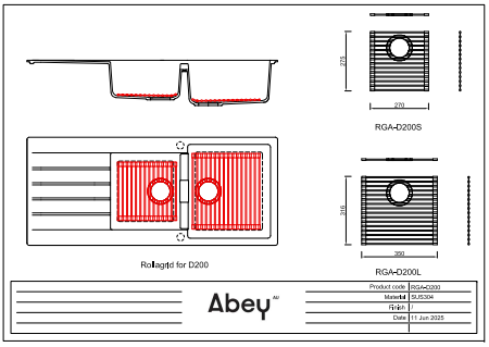 Abey Bottom Grid for Schock D200 Small Bowl Kitchen Sinks