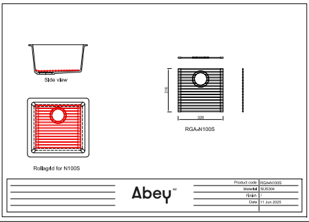 Abey Bottom Grid for Schock N100S Kitchen Sinks