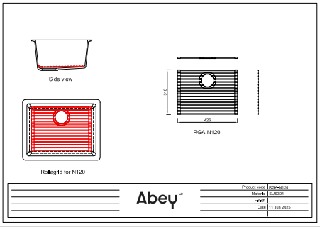 Abey Bottom Grid for Schock N120 Kitchen Sinks