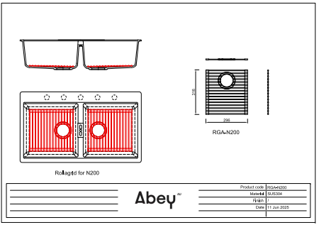 Abey Bottom Grid for Schock N200 Kitchen Sinks