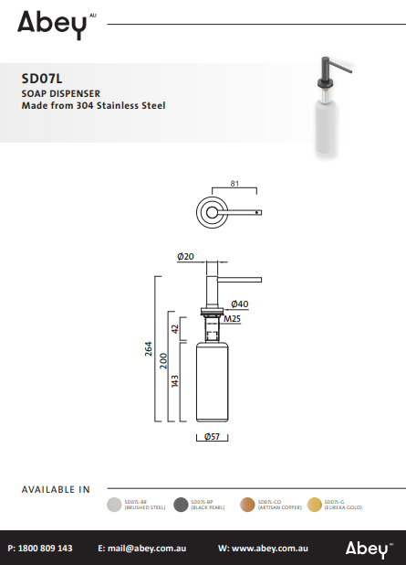 Abey Soap Dispenser Black Pearl