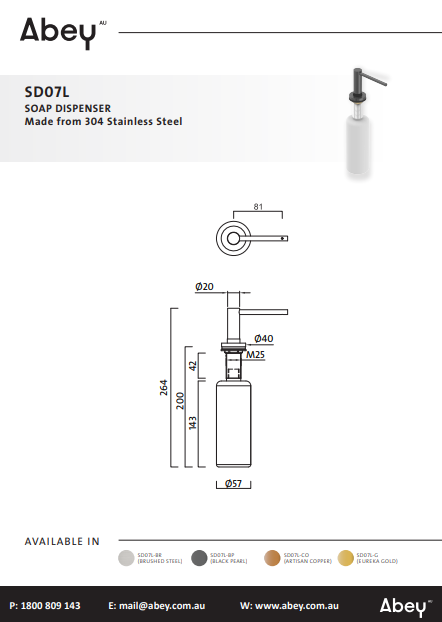 Abey Soap Dispenser Eureka Gold