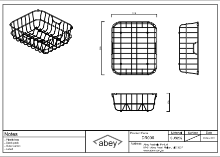 Abey Stainless Steel Dish Rack DR006