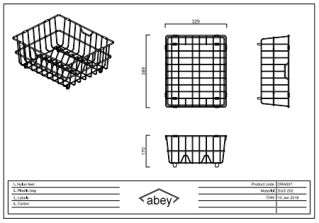 Abey Stainless Steel Dish Rack DR007