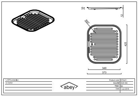 Abey Stainless Steel Drain Tray ADT1