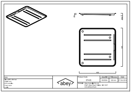 Abey Stainless Steel Drain Tray DT-05