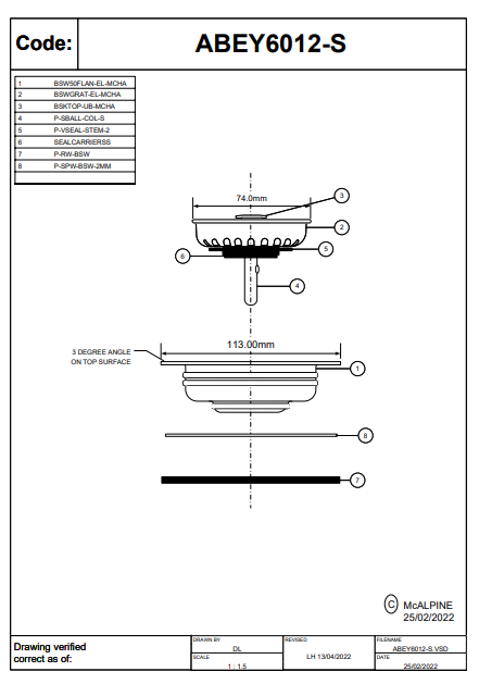 Abey Strainer & Flange Stone