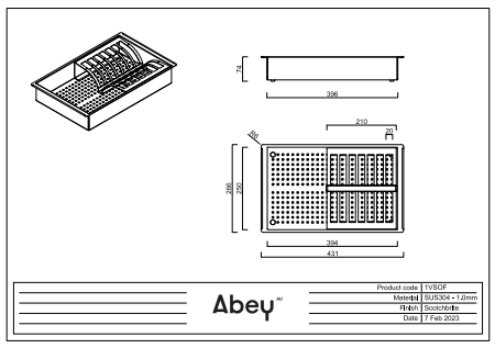 Abey Stainless Steel Dish Drainer