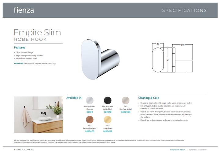 Fienza Empire Slim Robe Hook