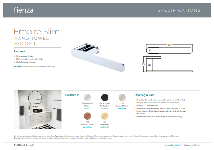 Fienza Empire Slim Hand Towel Holder