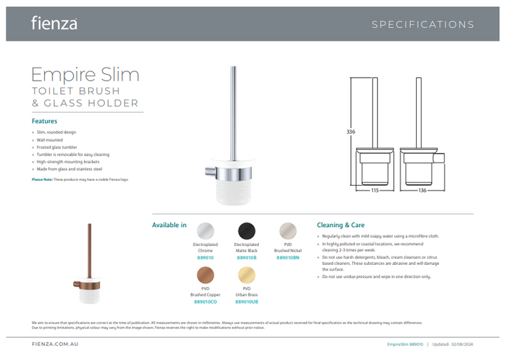 Empire Slim Toilet Brush &amp; Holder