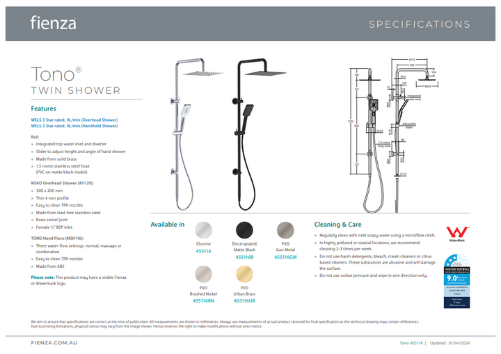 Fienza Tono Twin Shower