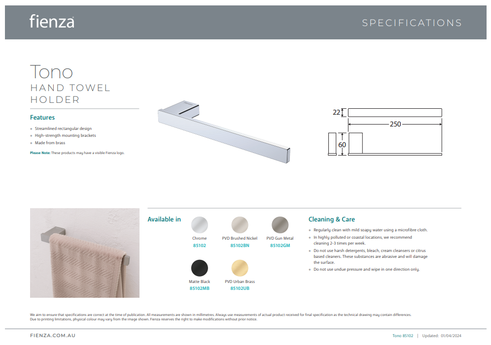 Fienza Tono Hand Towel Rail