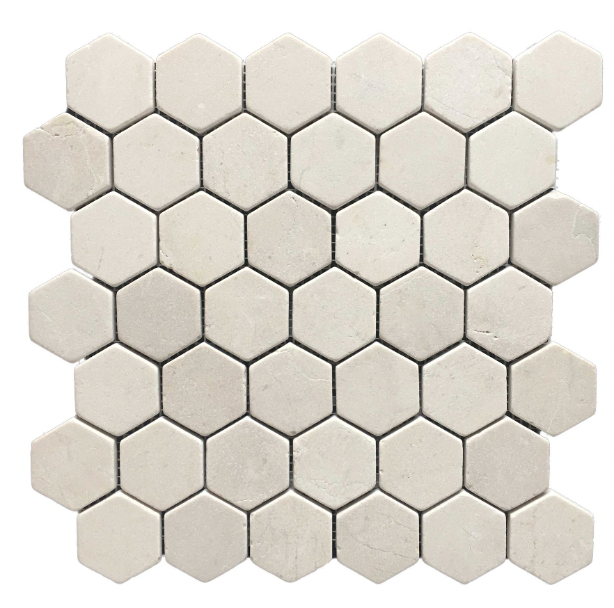 Crema Marfil Tumbled Hexagon Mosaic