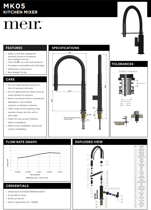 Meir Square Flexible Kitchen Mixer Tap