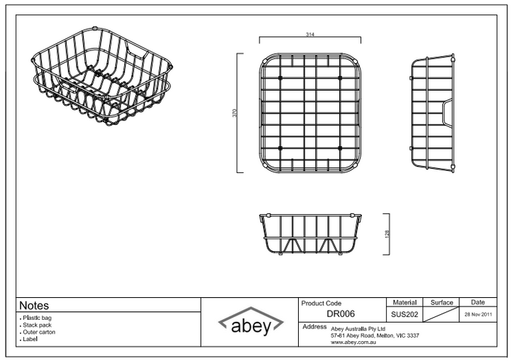 Abey Stainless Steel Dish Rack DR006