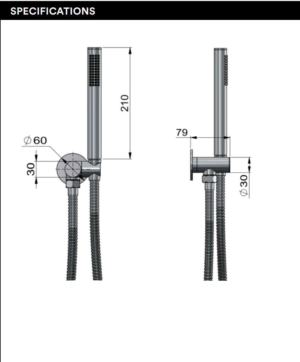Meir Outdoor Round Hand Shower on Swivel Bracket SS316