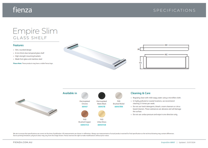 Fienza Empire Slim Glass Soap Dish