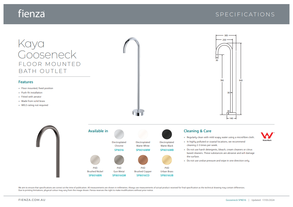 Kaya Gooseneck Floor Mounted Bath Outlet