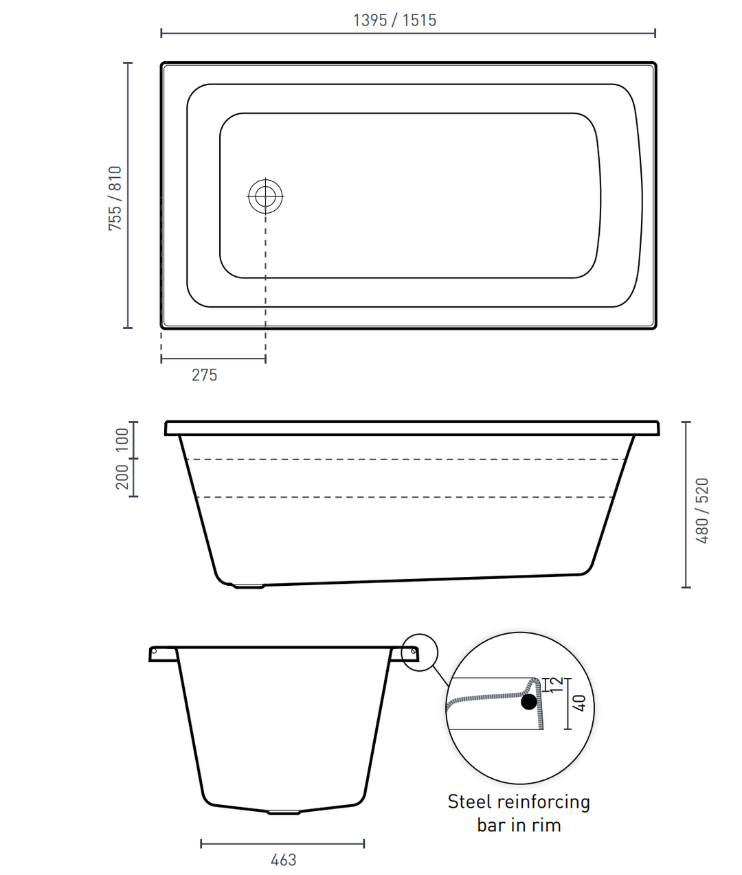 Decina Shenseki 1395/1515 Dolce Vita 16-Jet Spa Bath