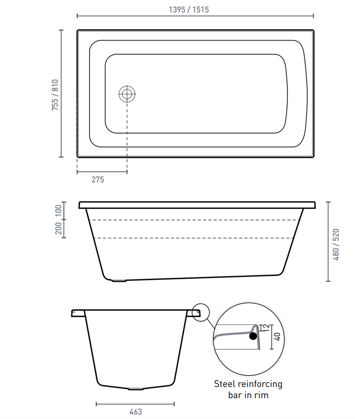 Decina Shenseki 1395/1515 Dolce Vita 16-Jet Spa Bath