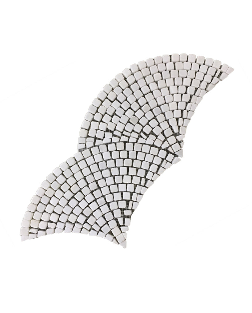 Thassos Tumbled Mini Fan Marble Mosaic