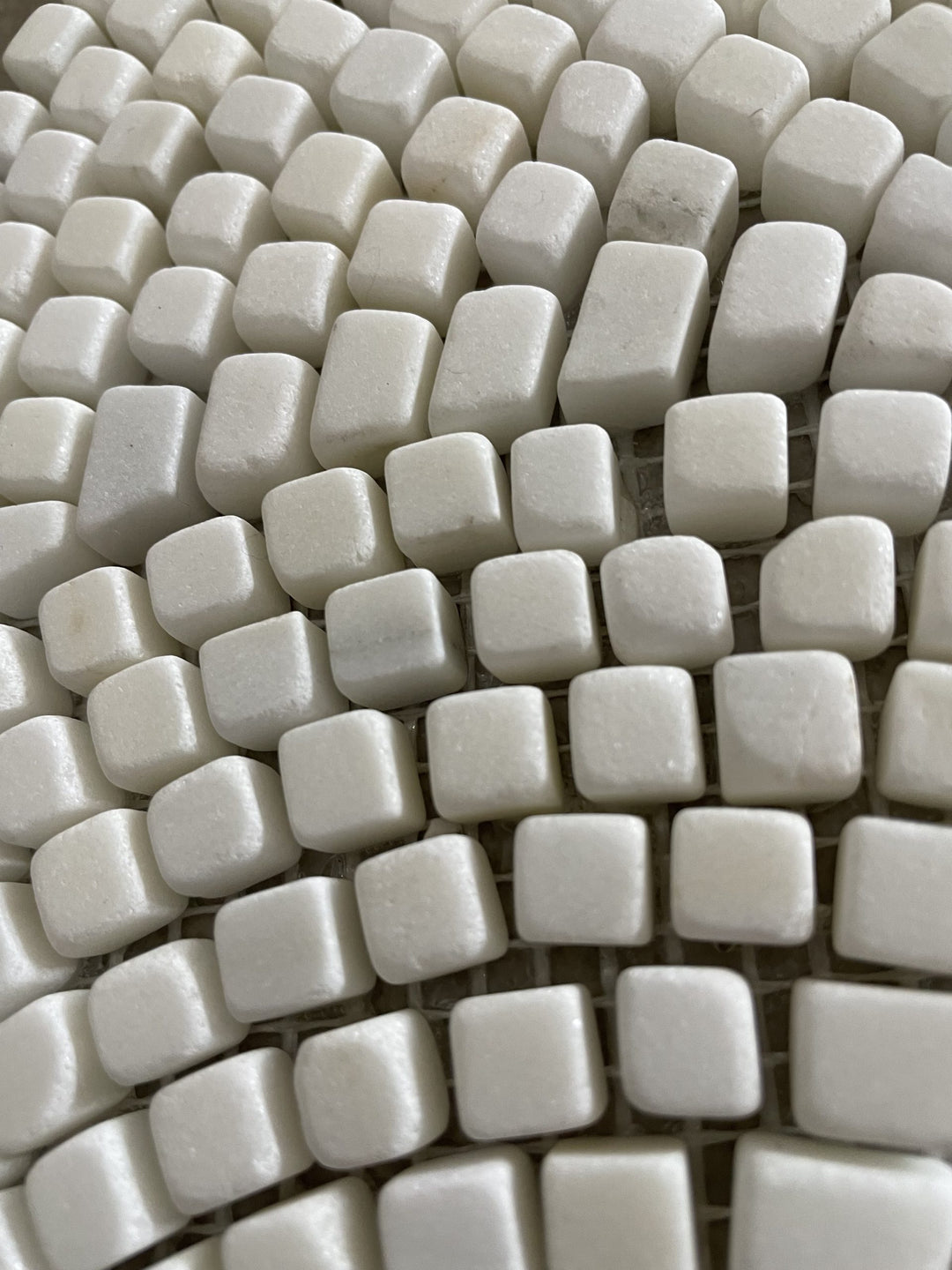 Thassos Tumbled Mini Fan Marble Mosaic
