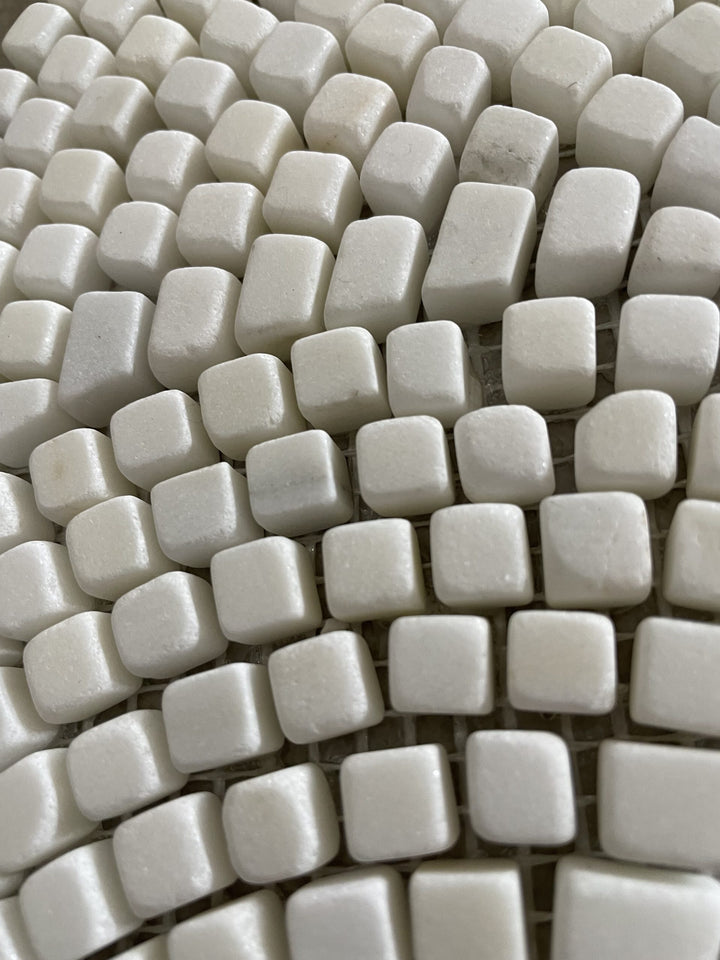Thassos Tumbled Mini Fan Marble Mosaic