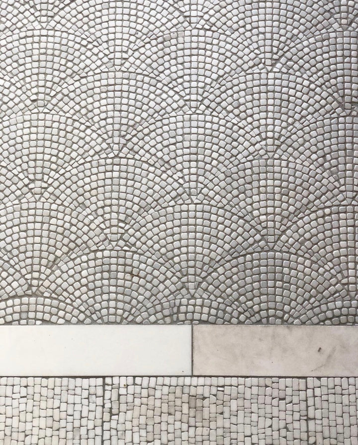 Thassos Tumbled Mini Fan Marble Mosaic