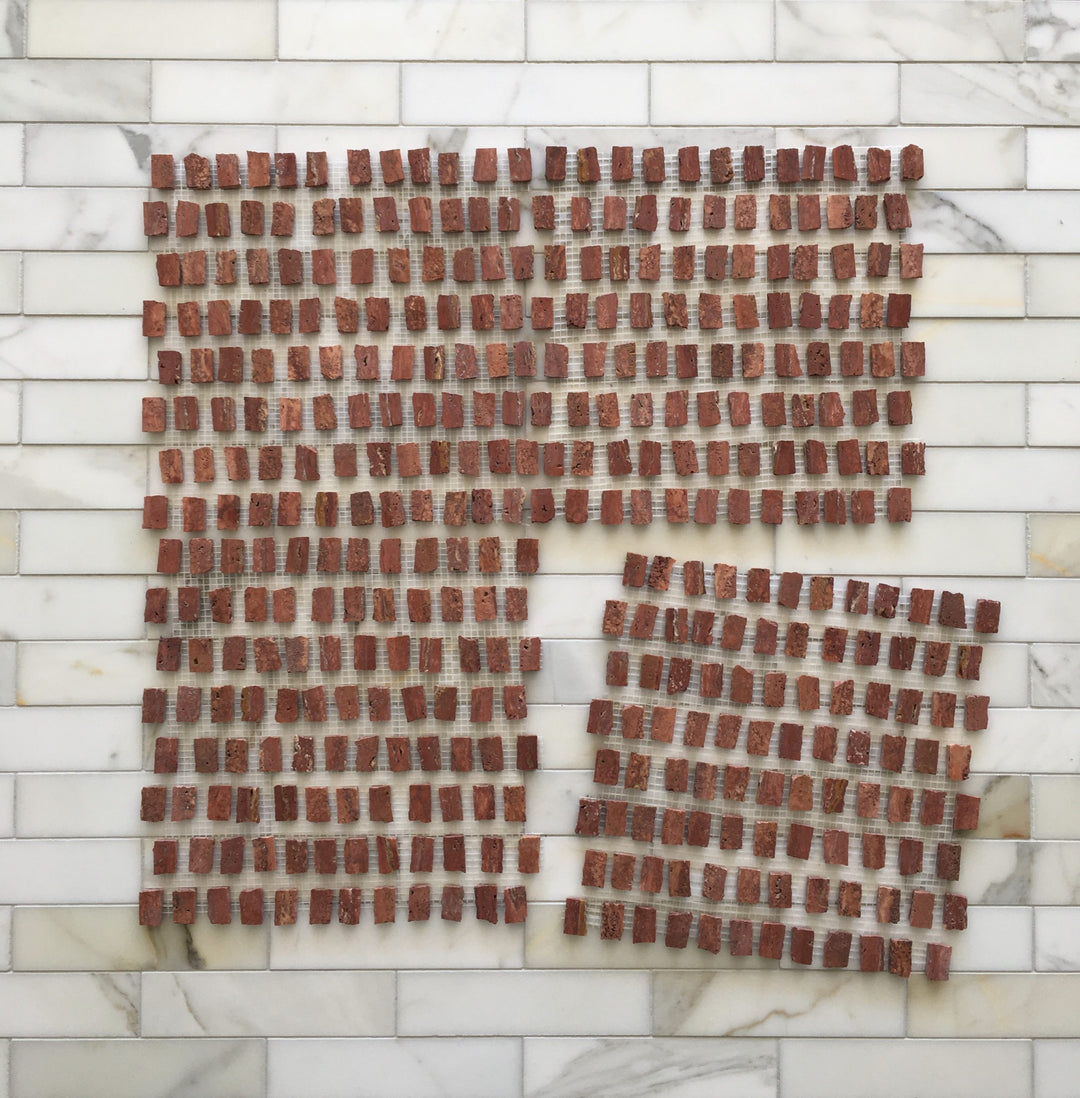 Mini Fiorano Red Travertine Honed Mosaic