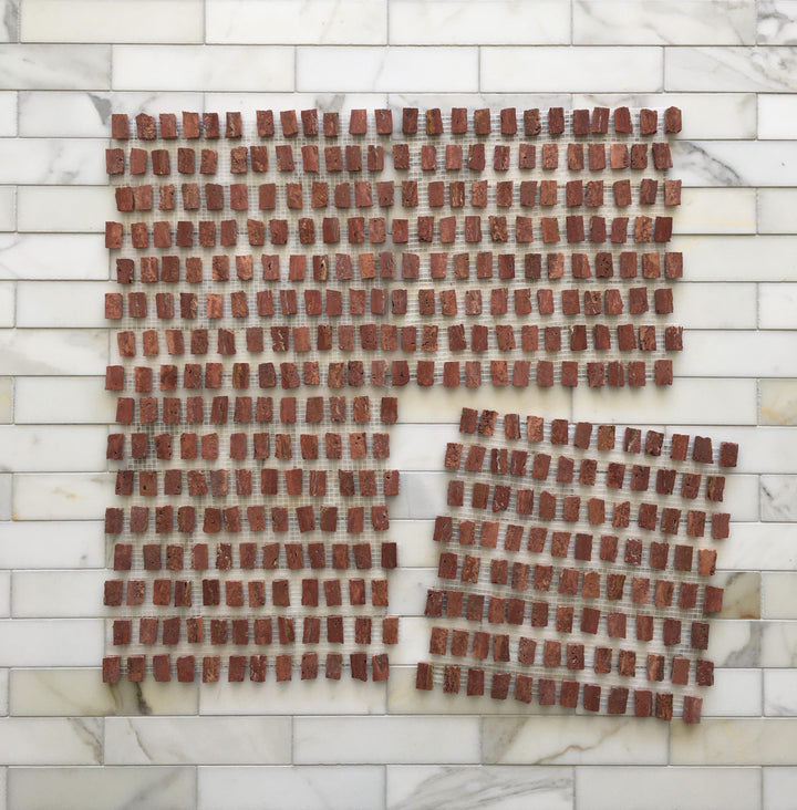Mini Fiorano Red Travertine Honed Mosaic