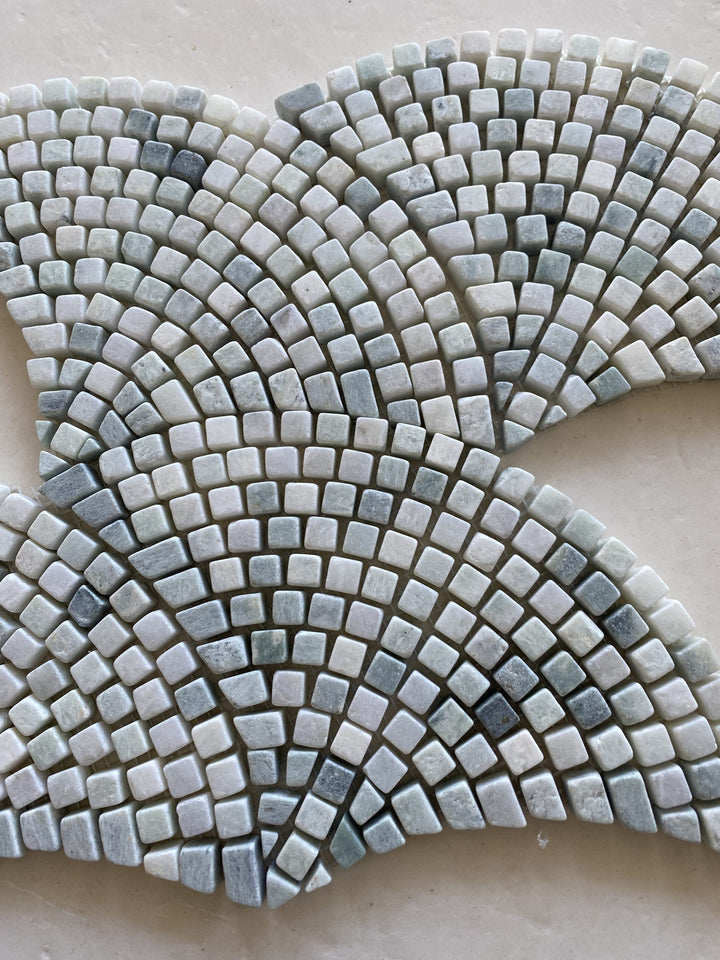 Ming Green Tumbled Fan Marble Mosaic