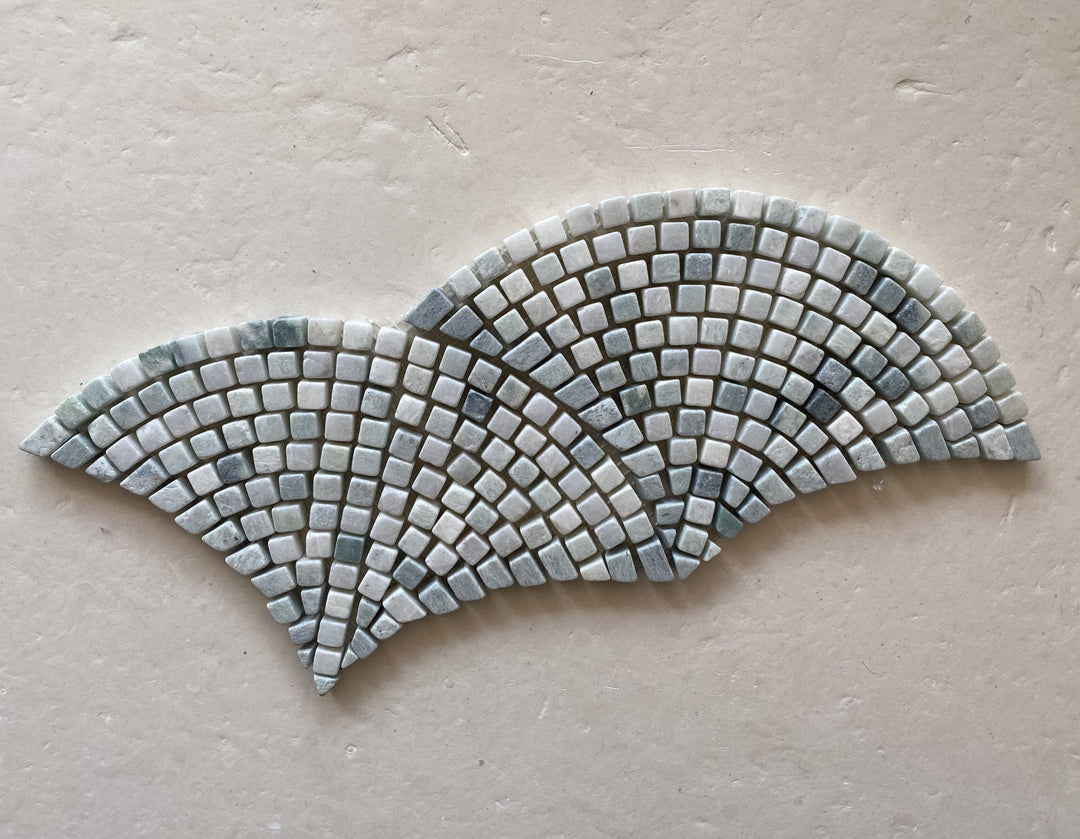 Ming Green Tumbled Fan Marble Mosaic