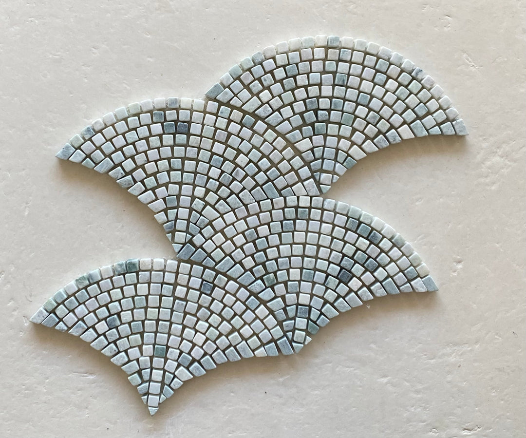 Ming Green Tumbled Fan Marble Mosaic