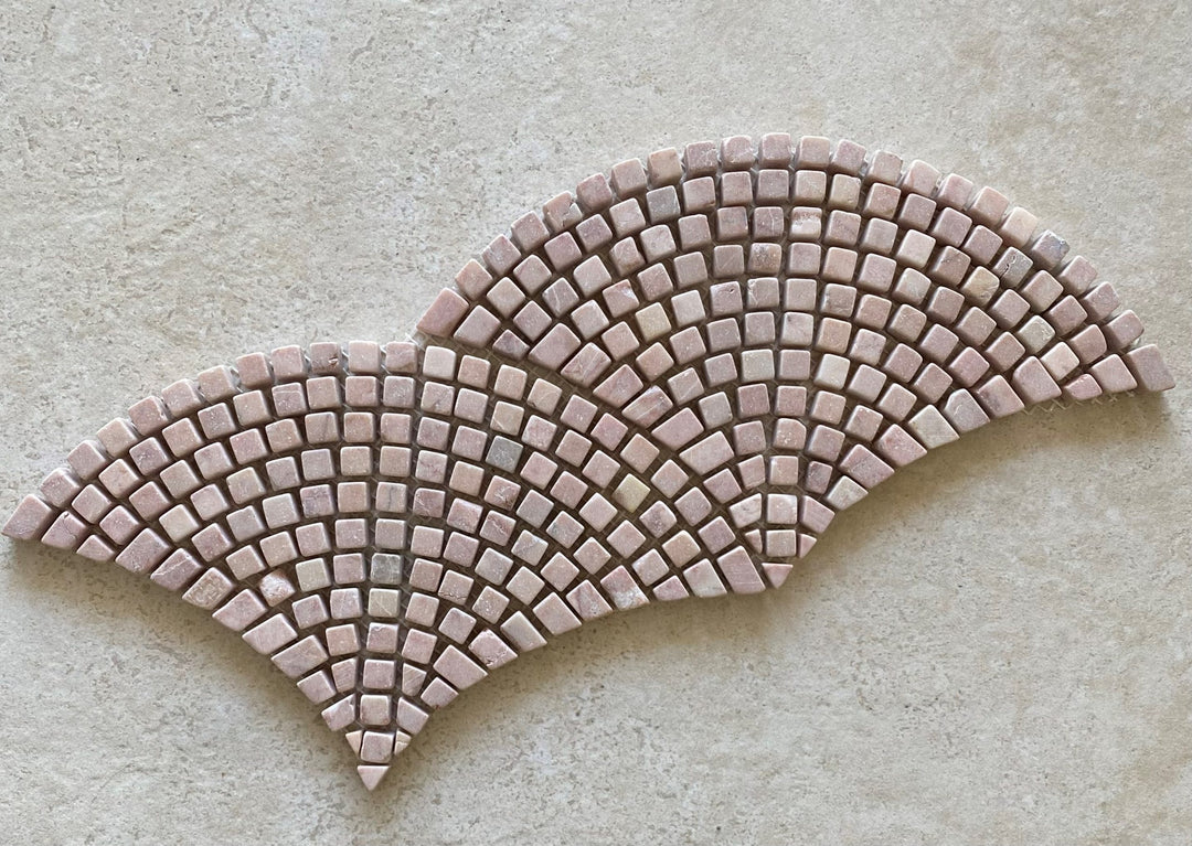 Rosso Crema Tumbled Mini Fan Marble Mosaic