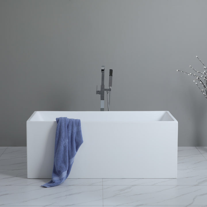 Theo Back to Wall Bath-Tub Bath Gloss White 1300mm