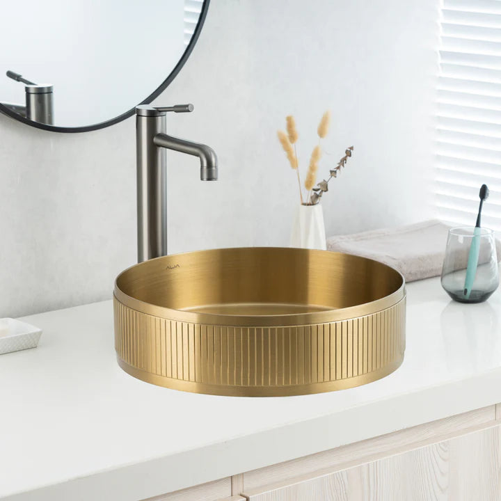 ALIA Textured Stainless Steel Round Basin – Modern Bathroom Sink