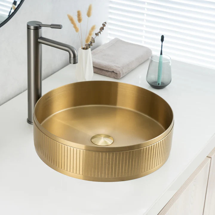 ALIA Textured Stainless Steel Round Basin – Modern Bathroom Sink