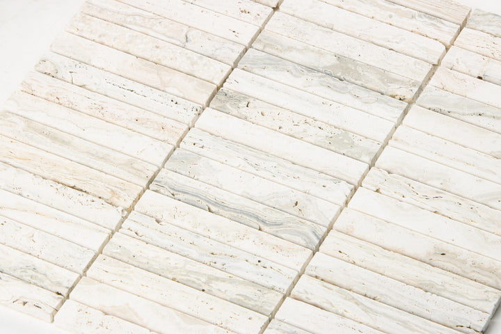 Travertine Extra White Finger Mosaic