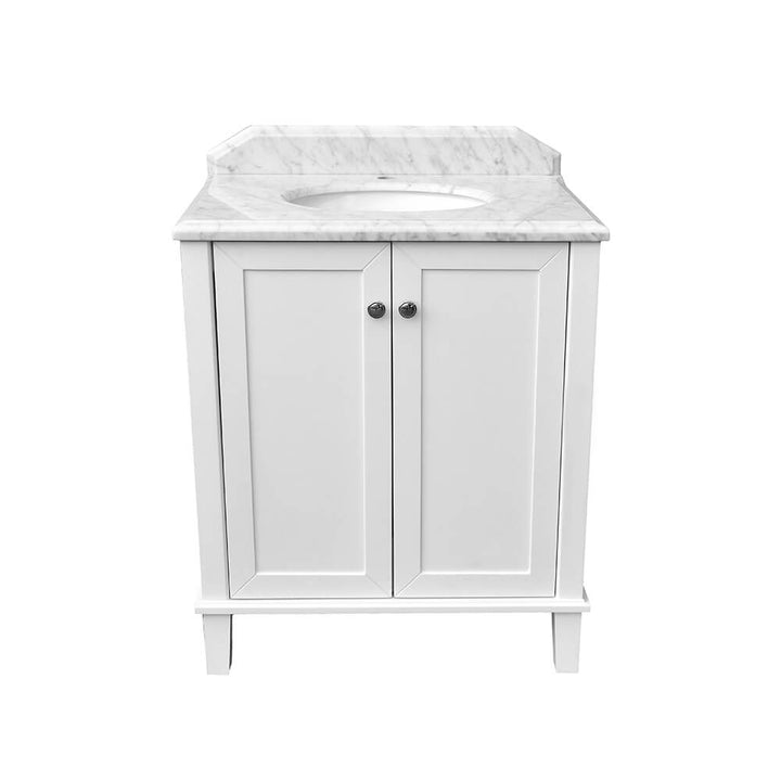 Turner Hastings Coventry 75 x 55 Satin White Vanity with Real Marble Top & Ceramic Undercounter Basin