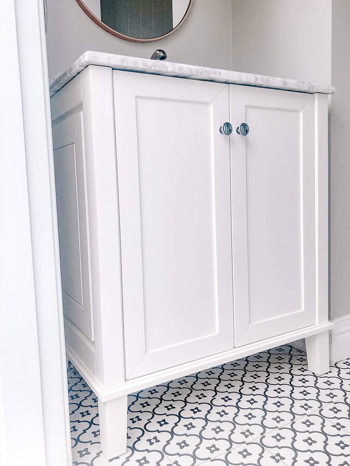 Turner Hastings Coventry 75 x 55 Satin White Vanity with Real Marble Top & Ceramic Undercounter Basin