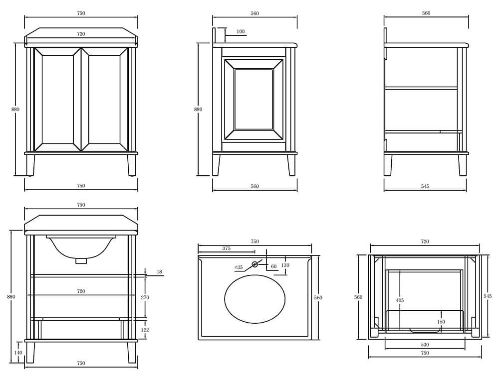 Turner Hastings Coventry 75 x 55 Satin White Vanity with Real Marble Top & Ceramic Undercounter Basin