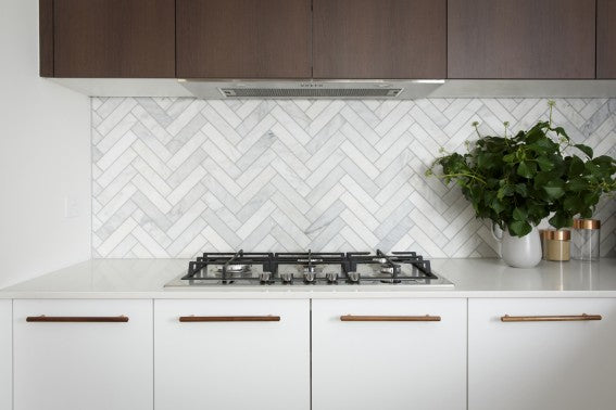 Calacatta Gold Marble Herringbone Honed Mosaic
