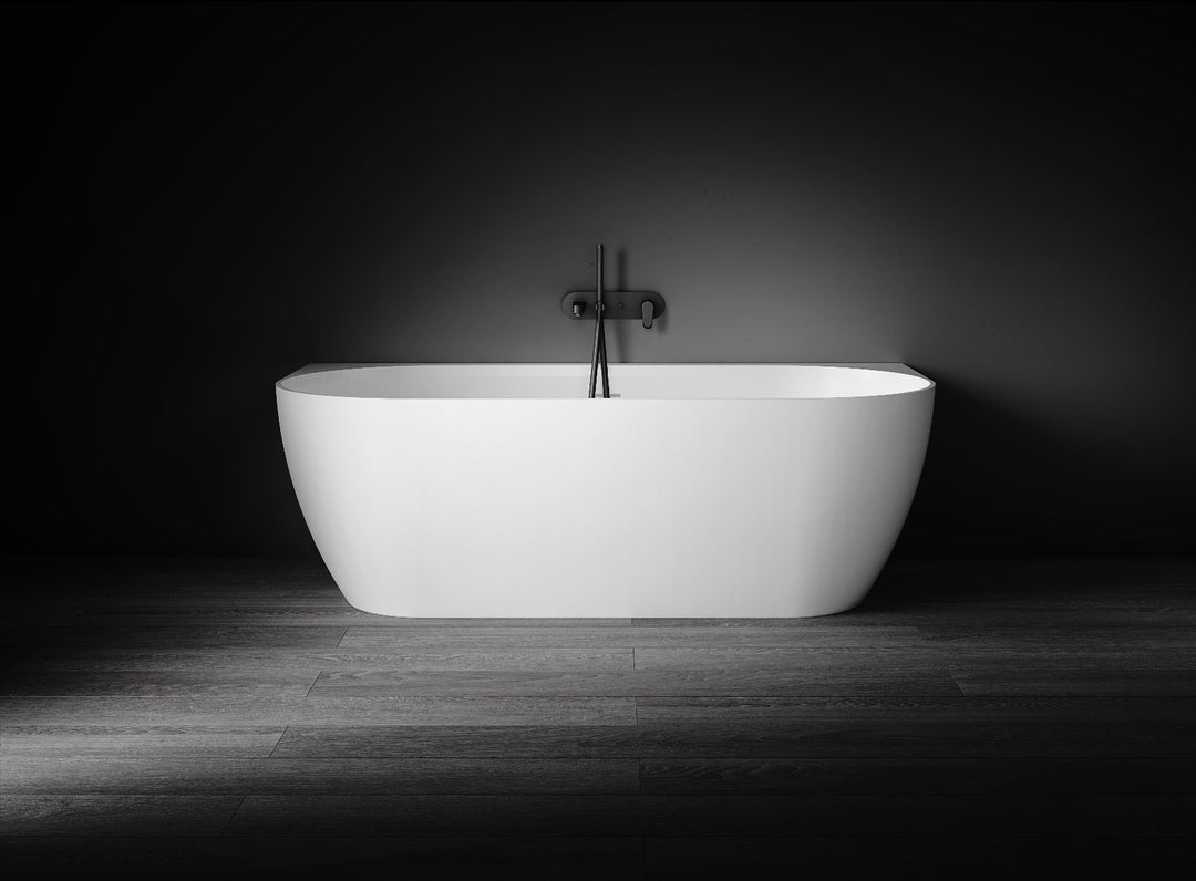 Kaskade Eleni VX105-1700 Back to Wall Stone Bath with Overflow