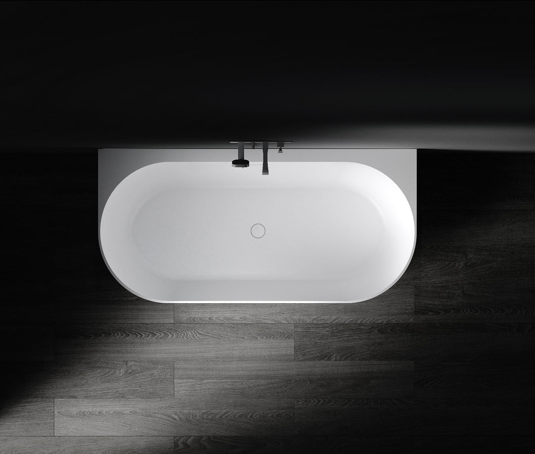 Kaskade Eleni VX105-1700 Back to Wall Stone Bath with Overflow