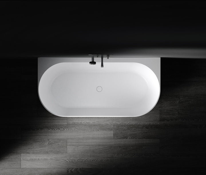 Kaskade Eleni VX105-1700 Back to Wall Stone Bath with Overflow