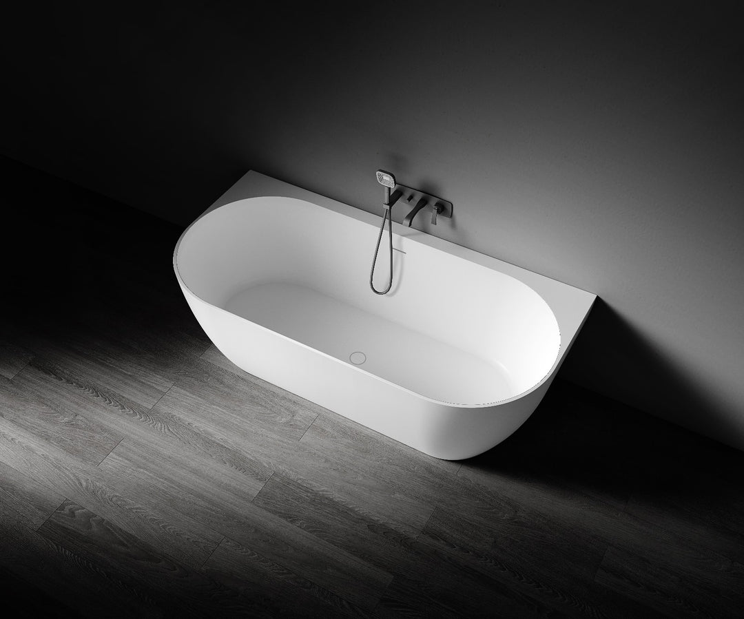 Kaskade Eleni VX105-1700 Back to Wall Stone Bath with Overflow